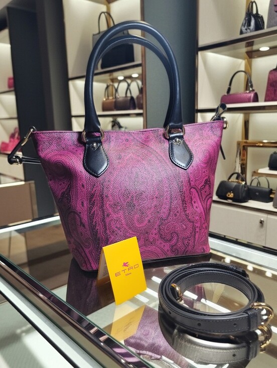 Etro Handbags - ETRO Mini Essential Bag in Coated Canvas with Paisley Jacquard